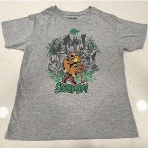 Scooby-Doo Graphic T Mens Large Gray Excellent Shaggy Haunted‎ Castle Streetwear